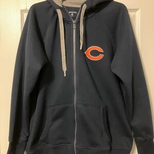 Chicago Bears NFL Antigua Navy Full Zip Up Hooded Sweatshirt Mens Size XL